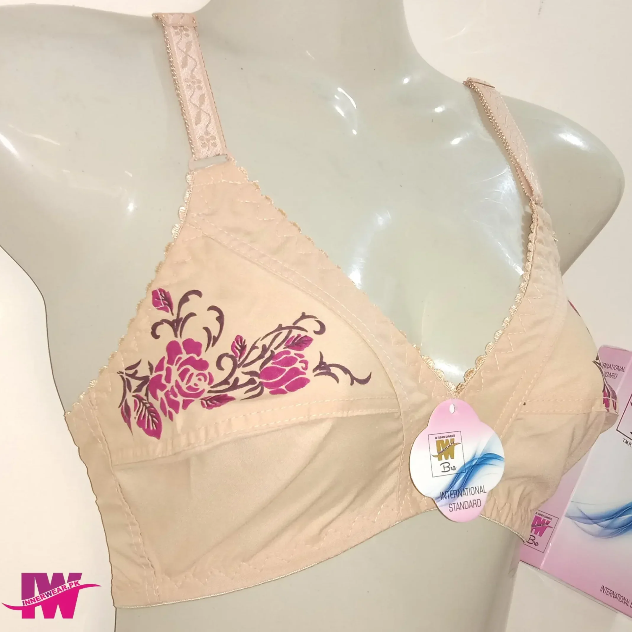 Ladies printed cotton bra – red rose – love bra – bridal bra – gift bra – anniversary bra