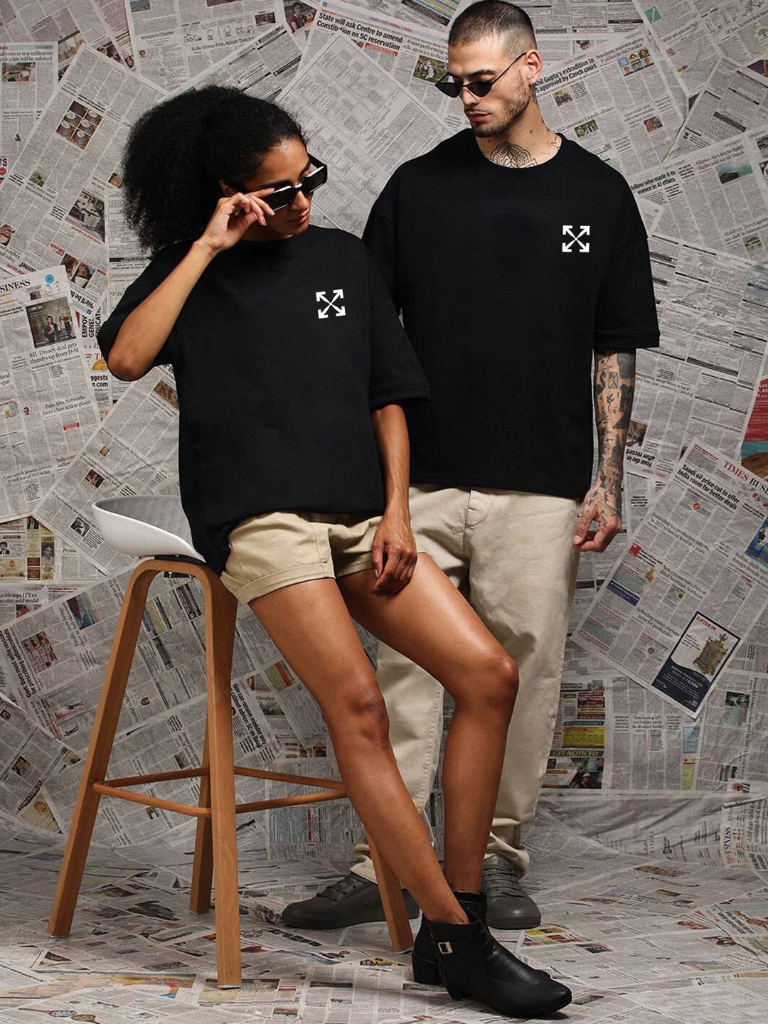 Cross Oversized Tees - Black