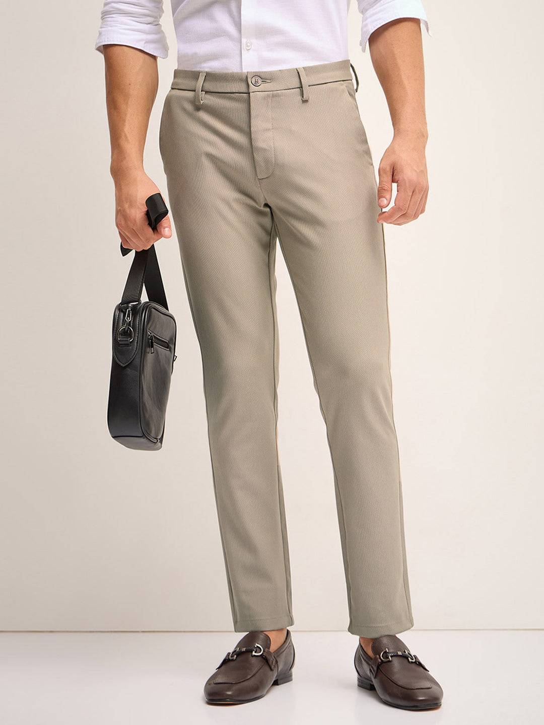 Men's Imported Textured Velen Cool Beige Pant - wearup.store